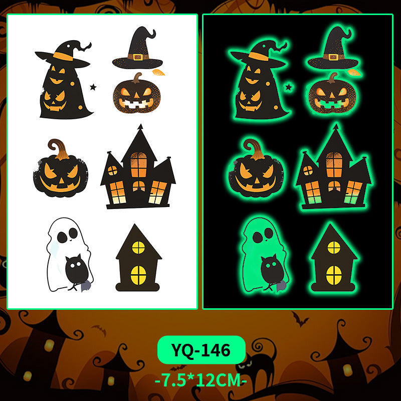 Glow-in-the-Dark Colorful Tattoo Stickers for Halloween & Parties