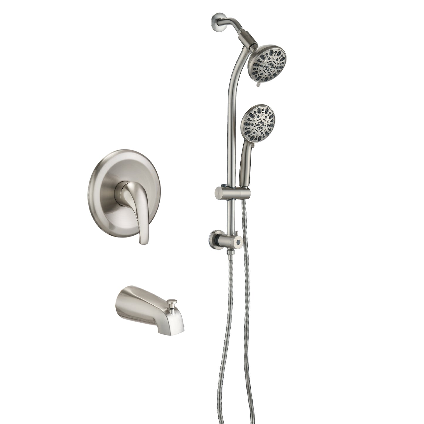 Tool-Free Shower Combo with 7 Spray Settings - Brushed Nickel