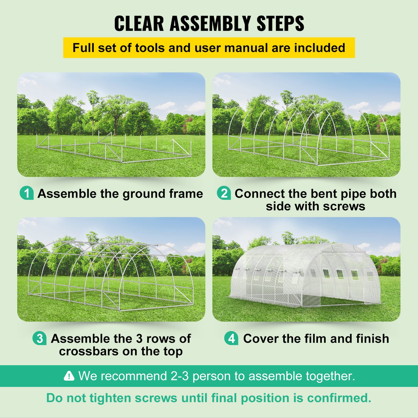 Walk-in Tunnel Greenhouse 20x10x7 Ft Portable Plant Growing Hot House with Steel Frame