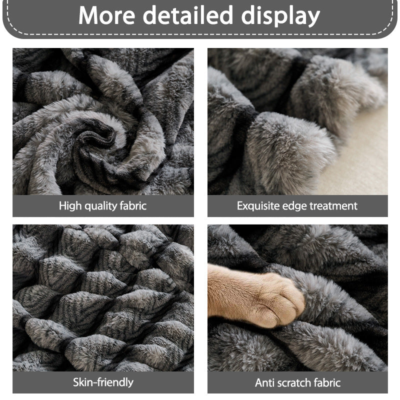Non-Slip Thick Rabbit Fur Sofa Cover - Dustproof & Scratch-Resistant