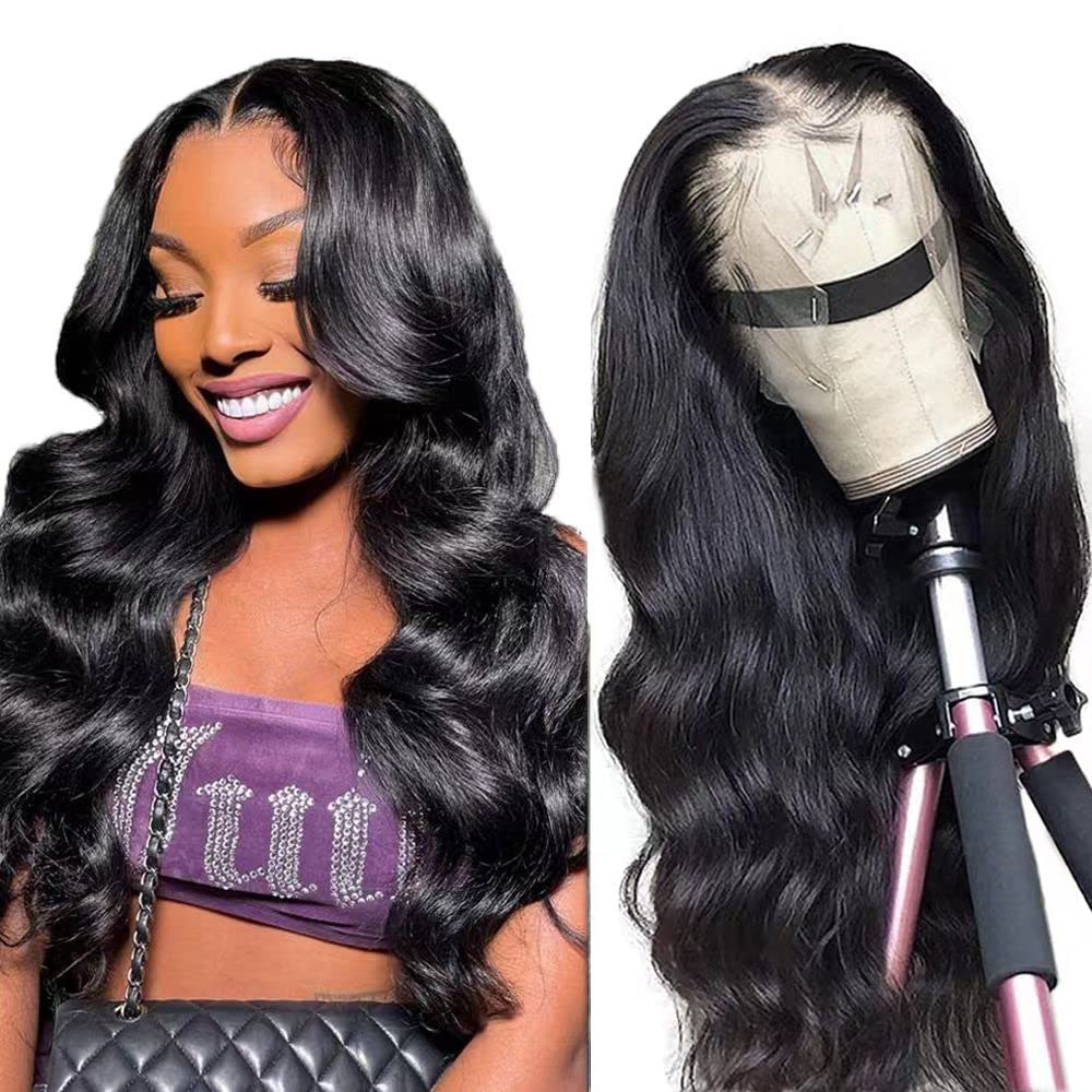 13x4 Lace Front Body Wave Human Hair Wig - Natural Color Transparent Lace