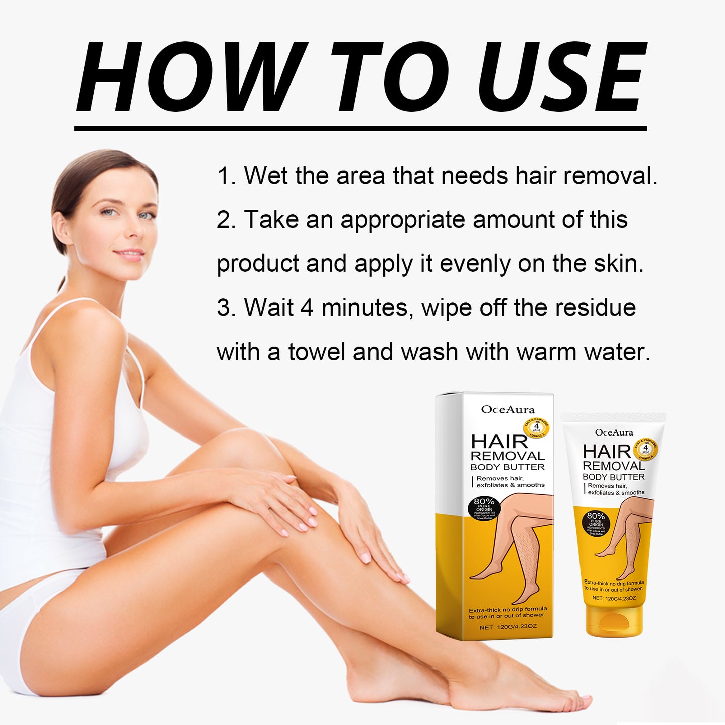 Gentle Hair Removal Body Butter - Moisturizing Cocoa & Shea Butter Cream