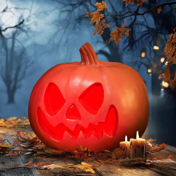 Light-Up Plastic Pumpkin Halloween Decorations - Yellow