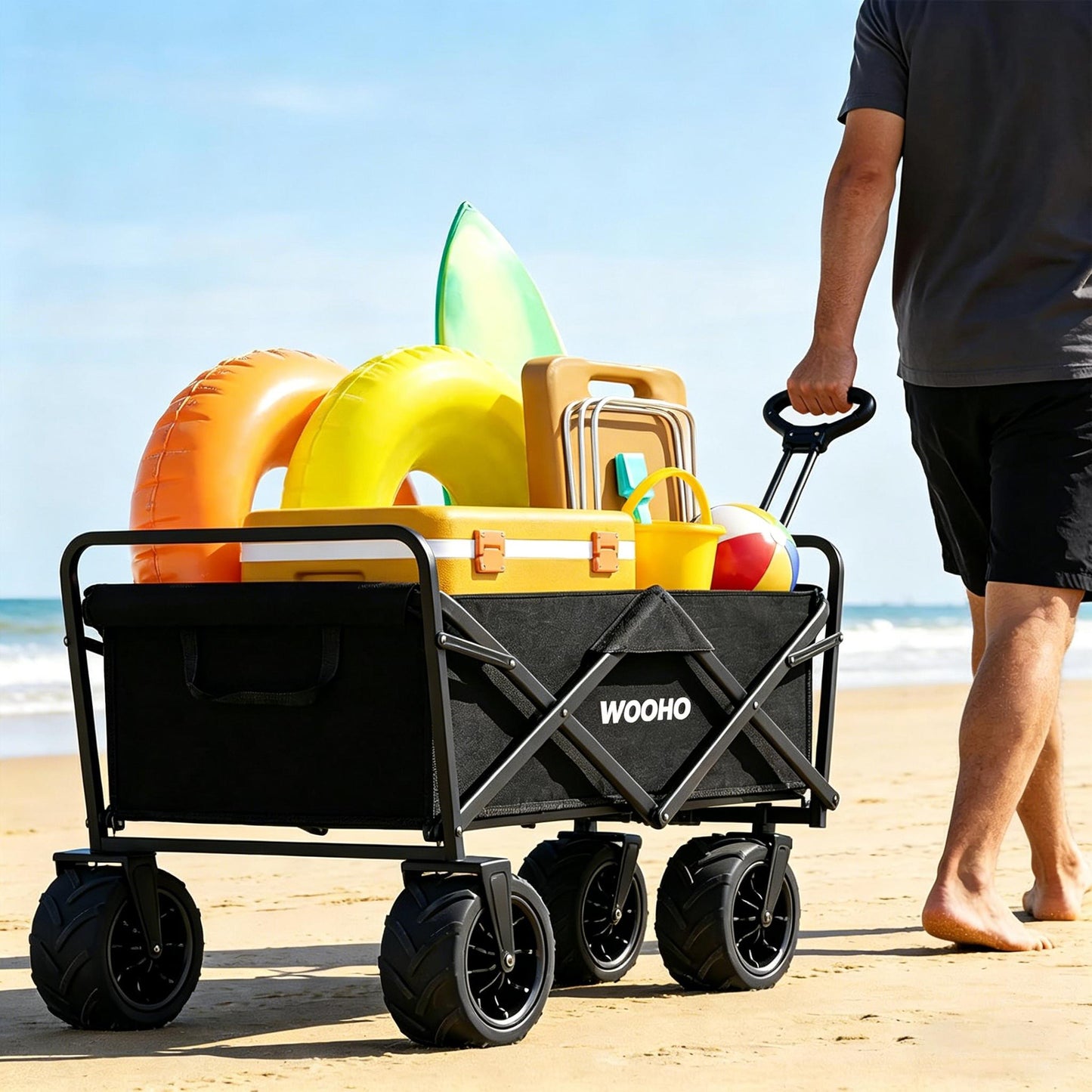 Collapsible Utility Wagon Cart - Large Capacity Outdoor Trolley