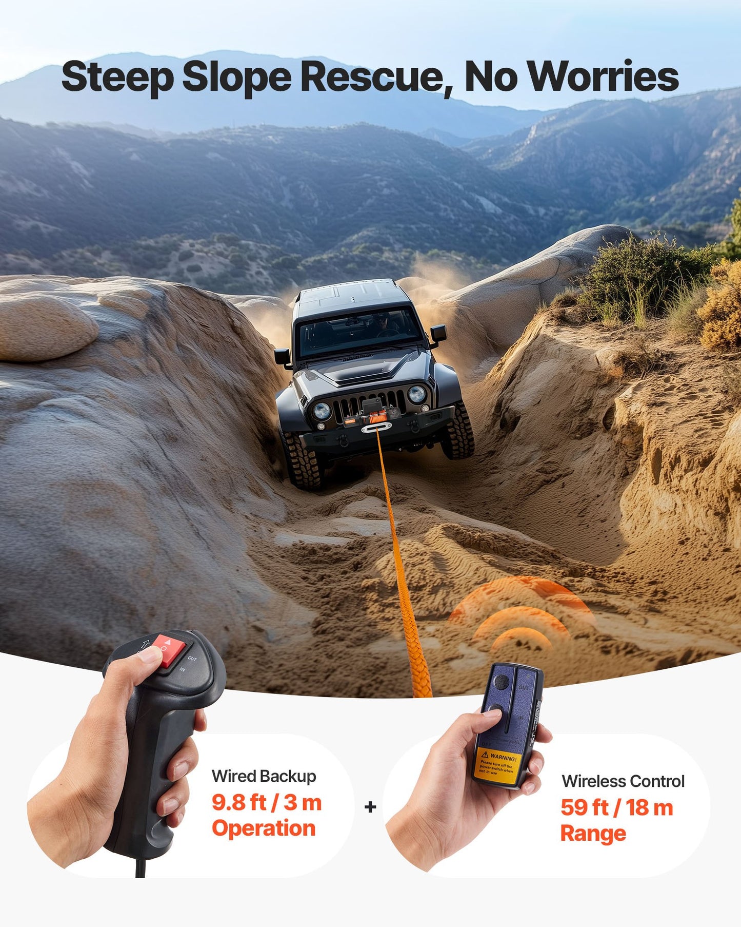 Heavy-Duty Electric Winch 13,500 lbs Synthetic Rope Waterproof Remote Control