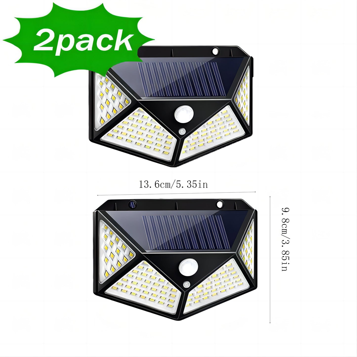 2-Pack Solar LED Wall Lights - Outdoor Garden & Patio Lighting