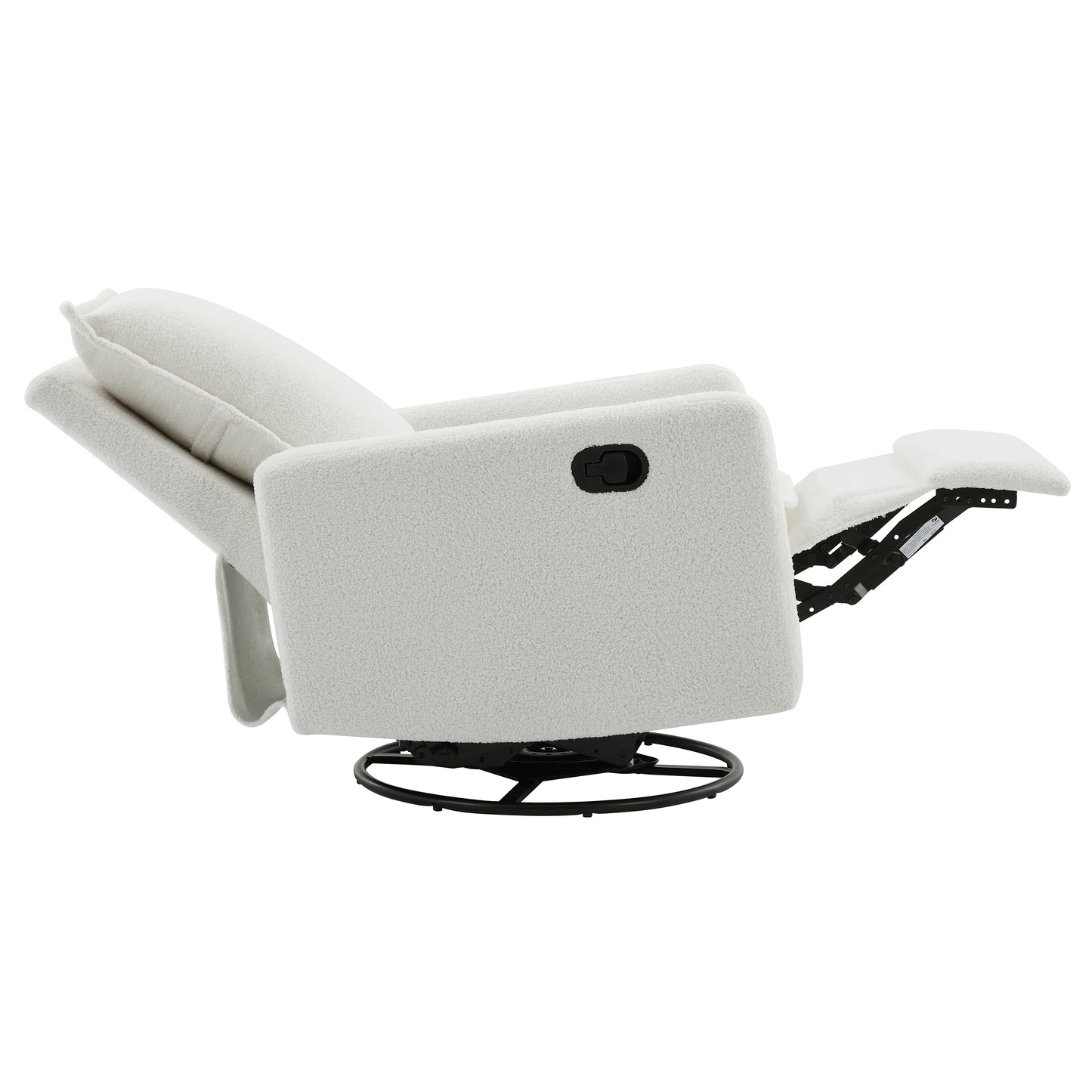 Swivel Rocker Recliner Chair - Teddy Fleece in White