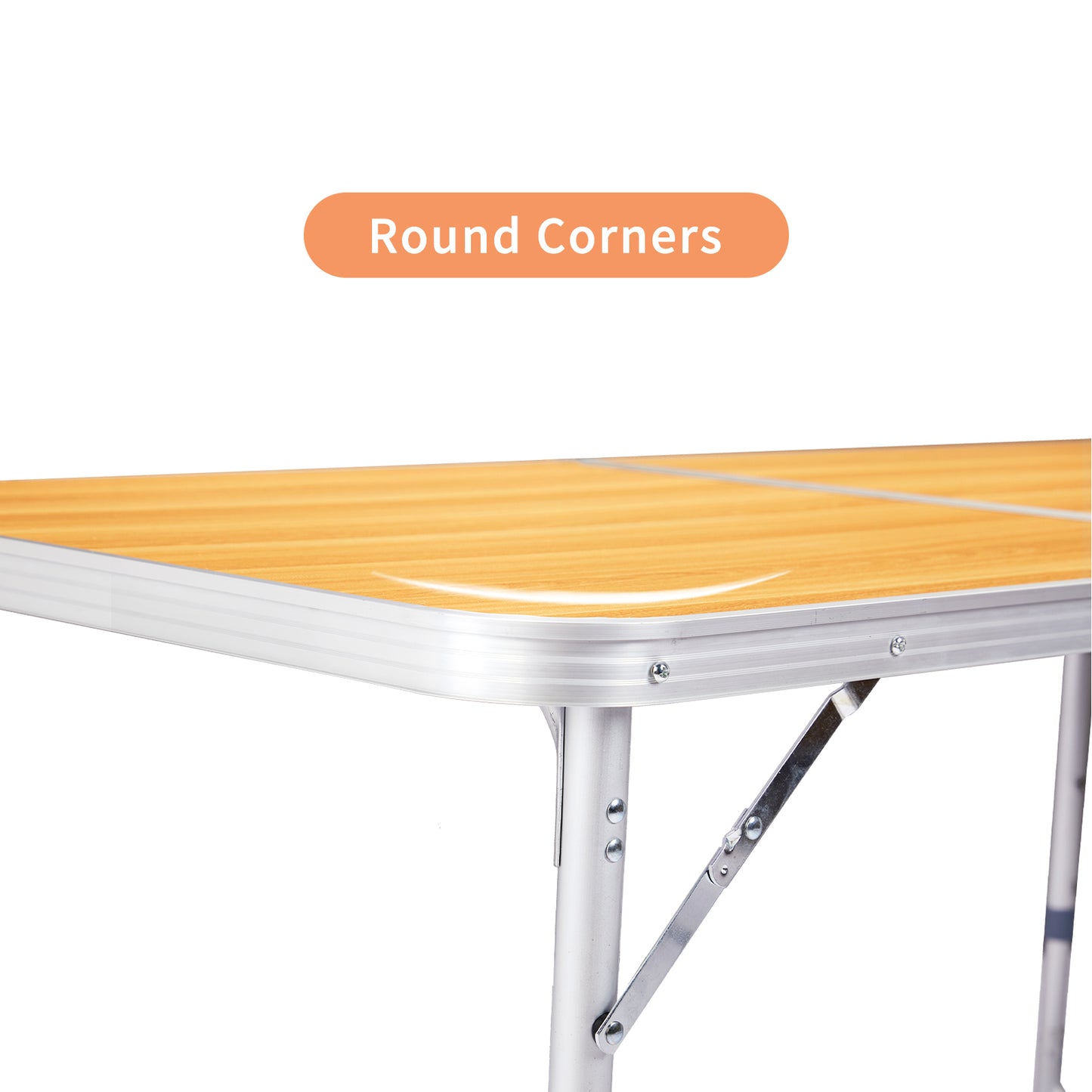 6ft Wood Grain Folding Table - Aluminum Alloy Tri-Fold Design