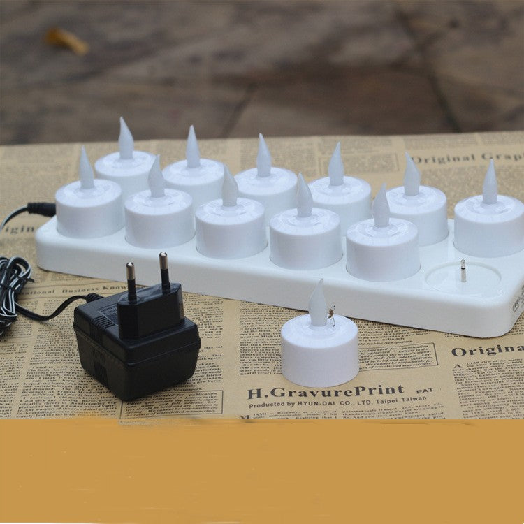 Rechargeable Flameless LED Tea Candles Set of 12 with Holders - Safe Outdoor Decor