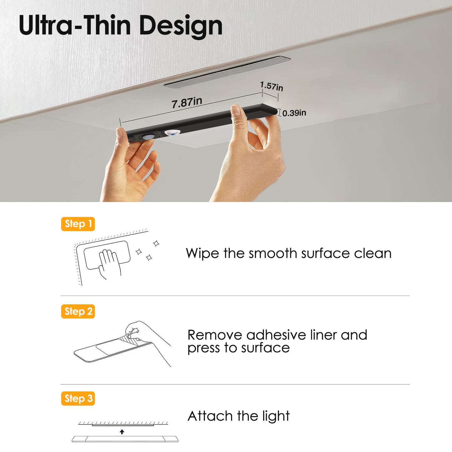 Rechargeable Motion Sensor Cabinet Light 3 Color Dimmable LED Night Light