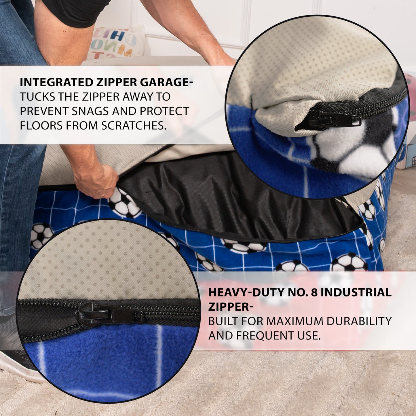 Sensory Crash Pad for Kids & Adults - Removable, Washable, Foam Blocks, Non-Slip, 60" x 60"