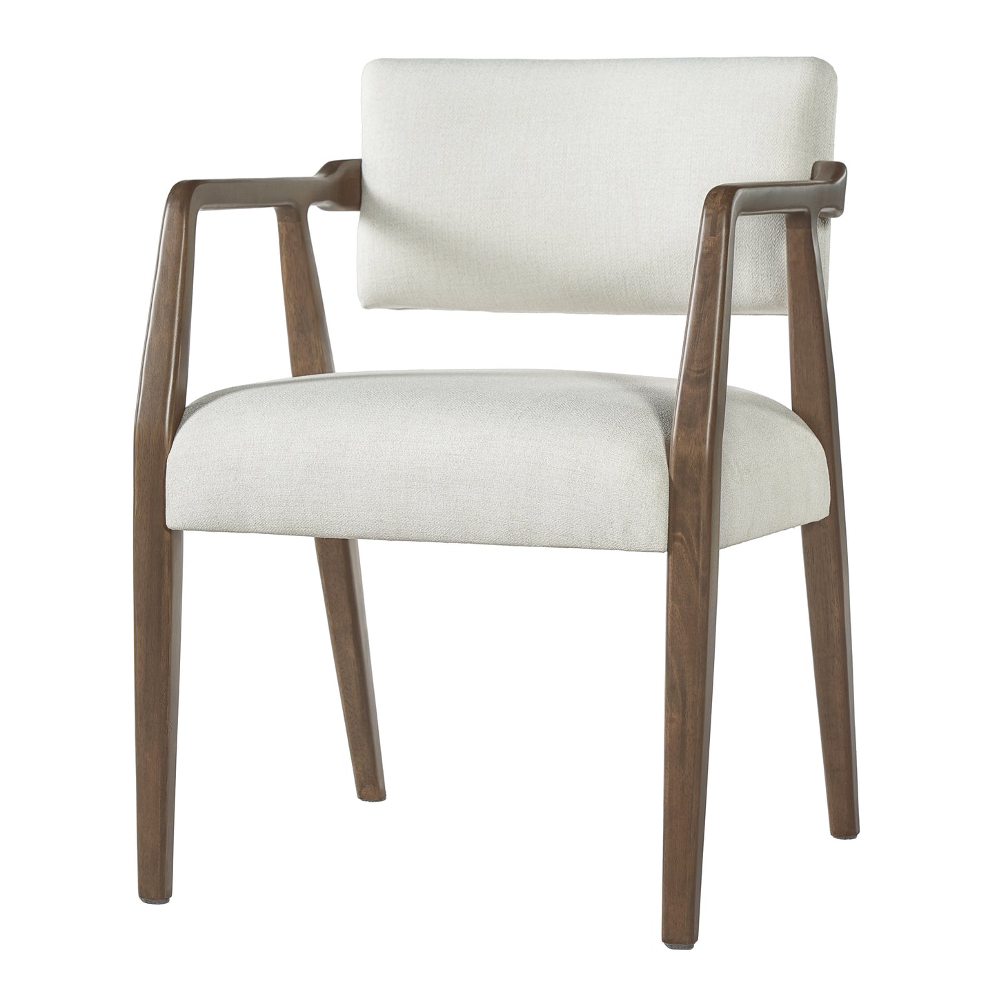 Mid-Century Upholstered Dining Armchair Set - Beige & Brown