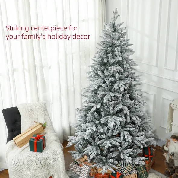 7 Ft Snow Flocked Artificial Christmas Tree - Easy Assembly