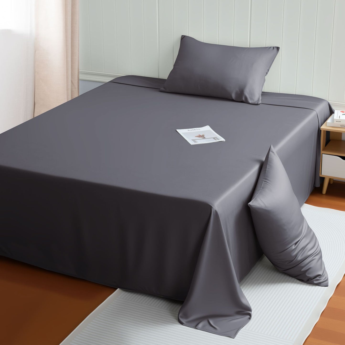 High-End Solid Color Bamboo Fiber Bed Sheet for Summer Sleep