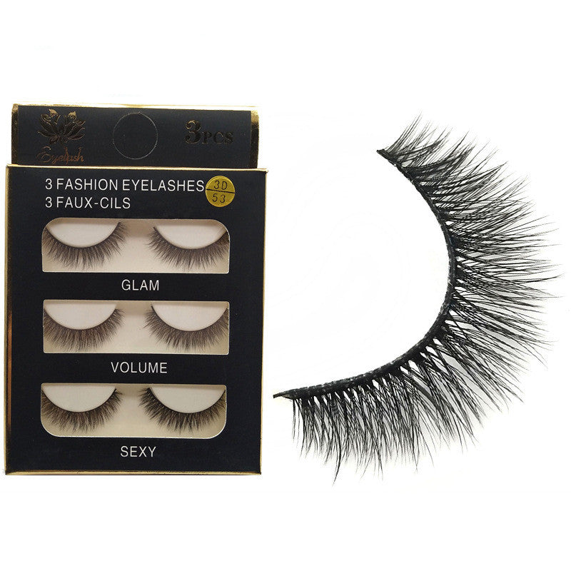 False Eyelashes Natural Tail Extension 3D Simulation 3 Pairs for Eye Makeup