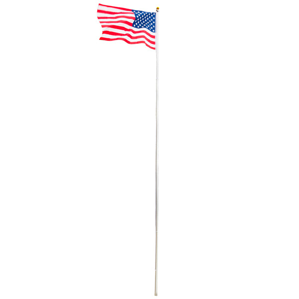 Adjustable Aluminum Flagpole Kit with 2 Flags and Finial - 25ft Outdoor Decoration