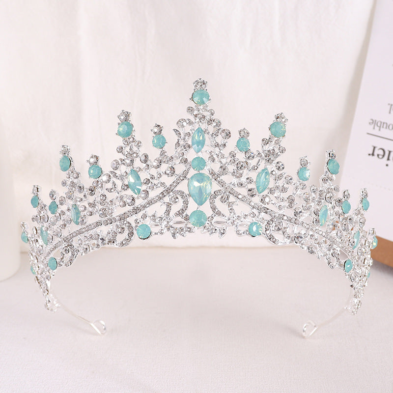 Baroque Bridal Crown with Rhinestones & Opals