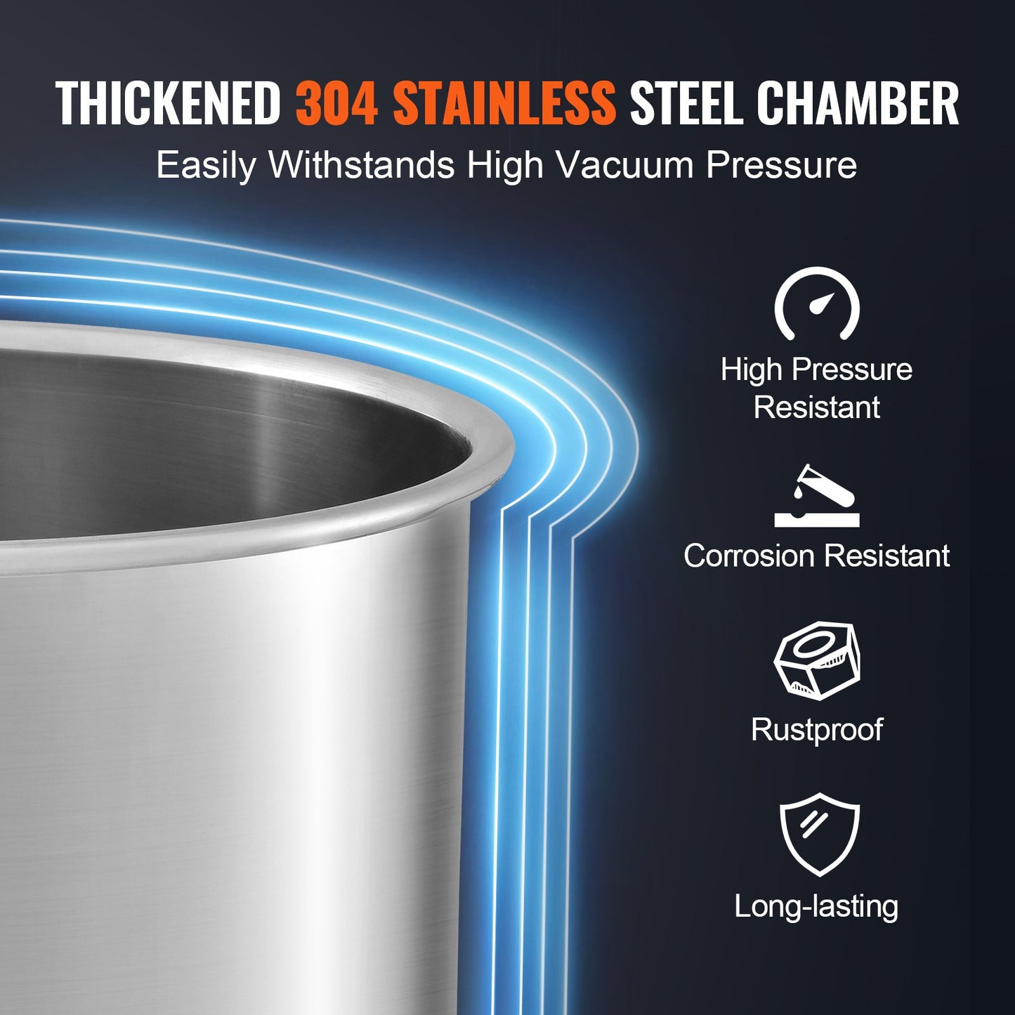 5 Gallon Vacuum Chamber with Tempered Glass Lid - Stainless Steel Degassing Tool
