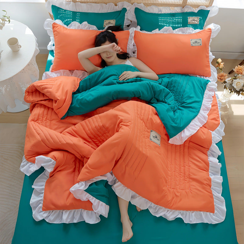Korean Style Cotton Summer Blanket - Washed Cotton Bedding 200x230cm