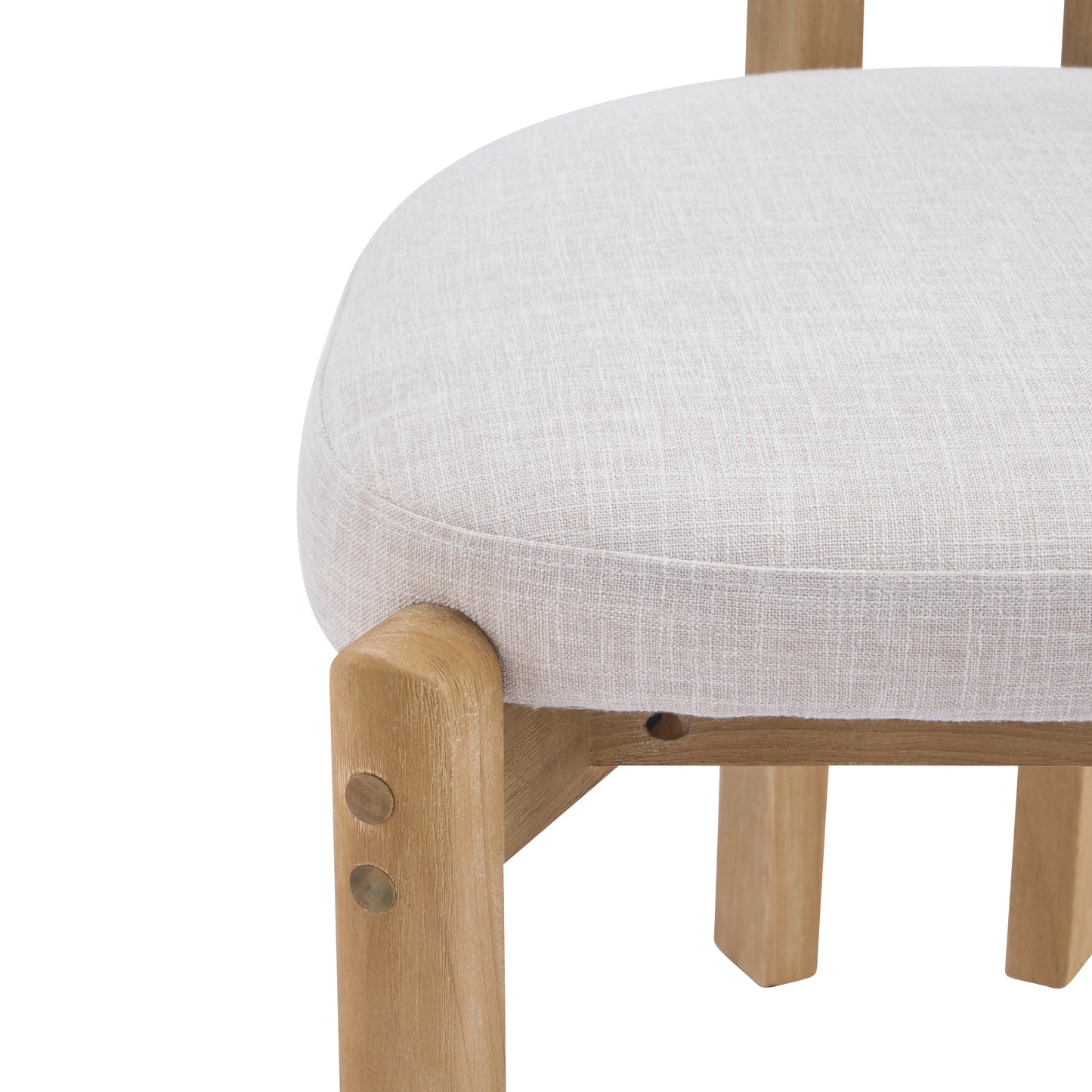 Beige Upholstered Dining Chairs - Set of 2 with Natural Frame