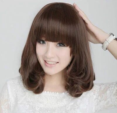 Women's Synthetic Hair Pieces - Mid-Length Straight Hair with Bangs, Multiple Colors