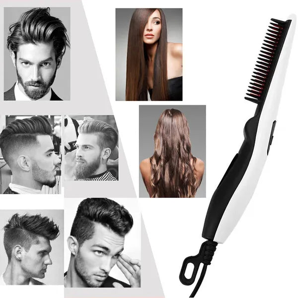 Electric Heated Beard Straightener Brush - Fast Heating Hair Styler