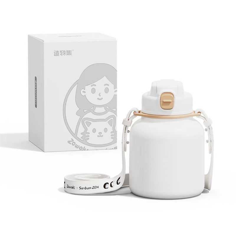 Large Capacity Cute Belly Cup - Food Grade PP and Stainless Steel Drinkware