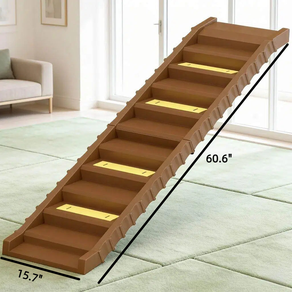 Foldable Dog Stairs Ramp for Cars, Trucks & SUVs - Brown