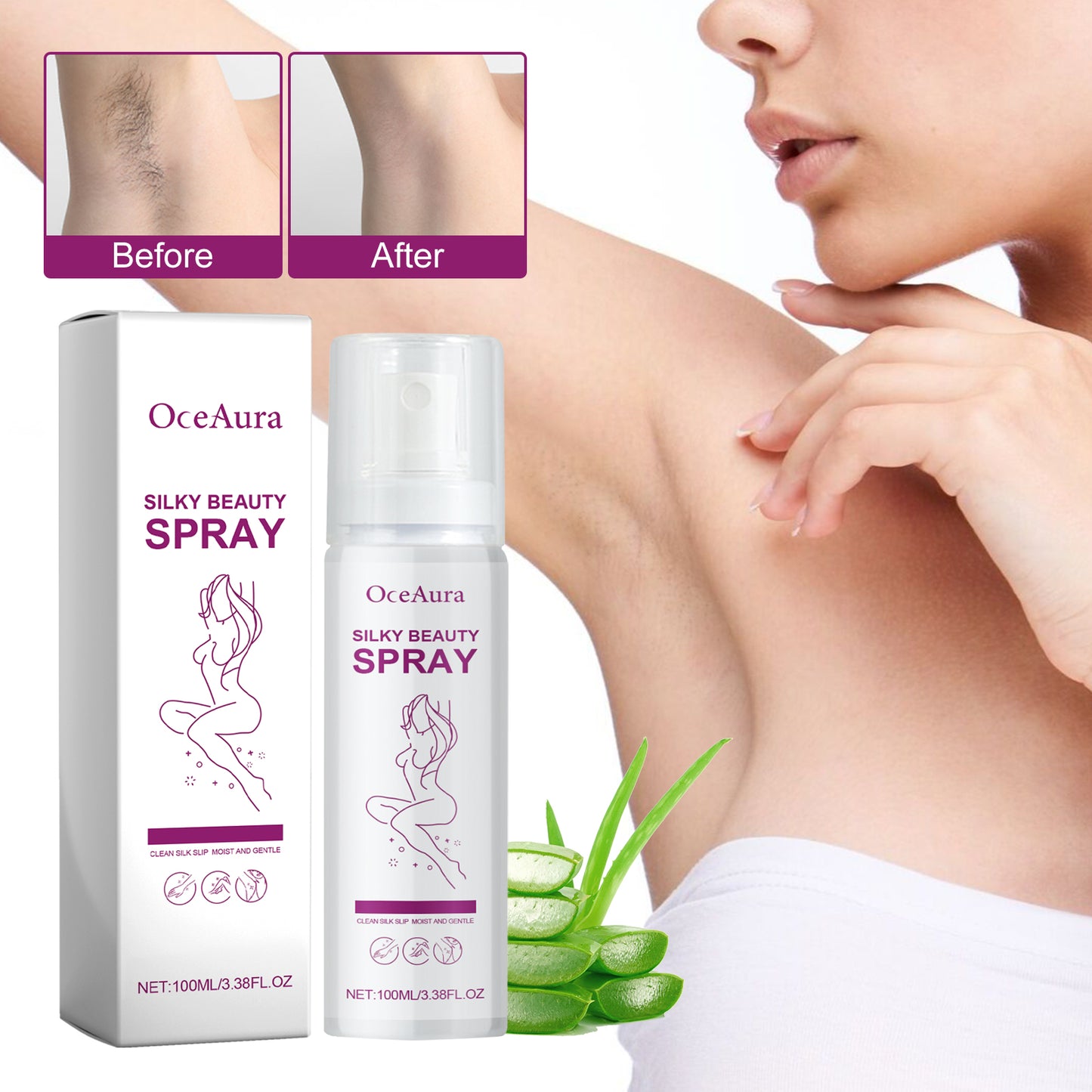 Gentle Painless Hair Removal Mousse Spray - 100ml Organic Formula