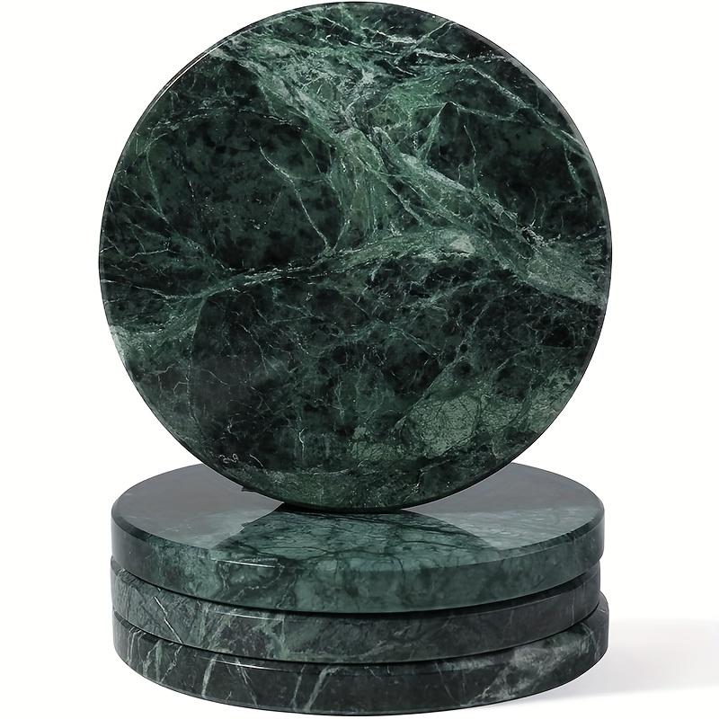 4-Piece Marble Coaster Set - Heat-Resistant Round Table Protectors