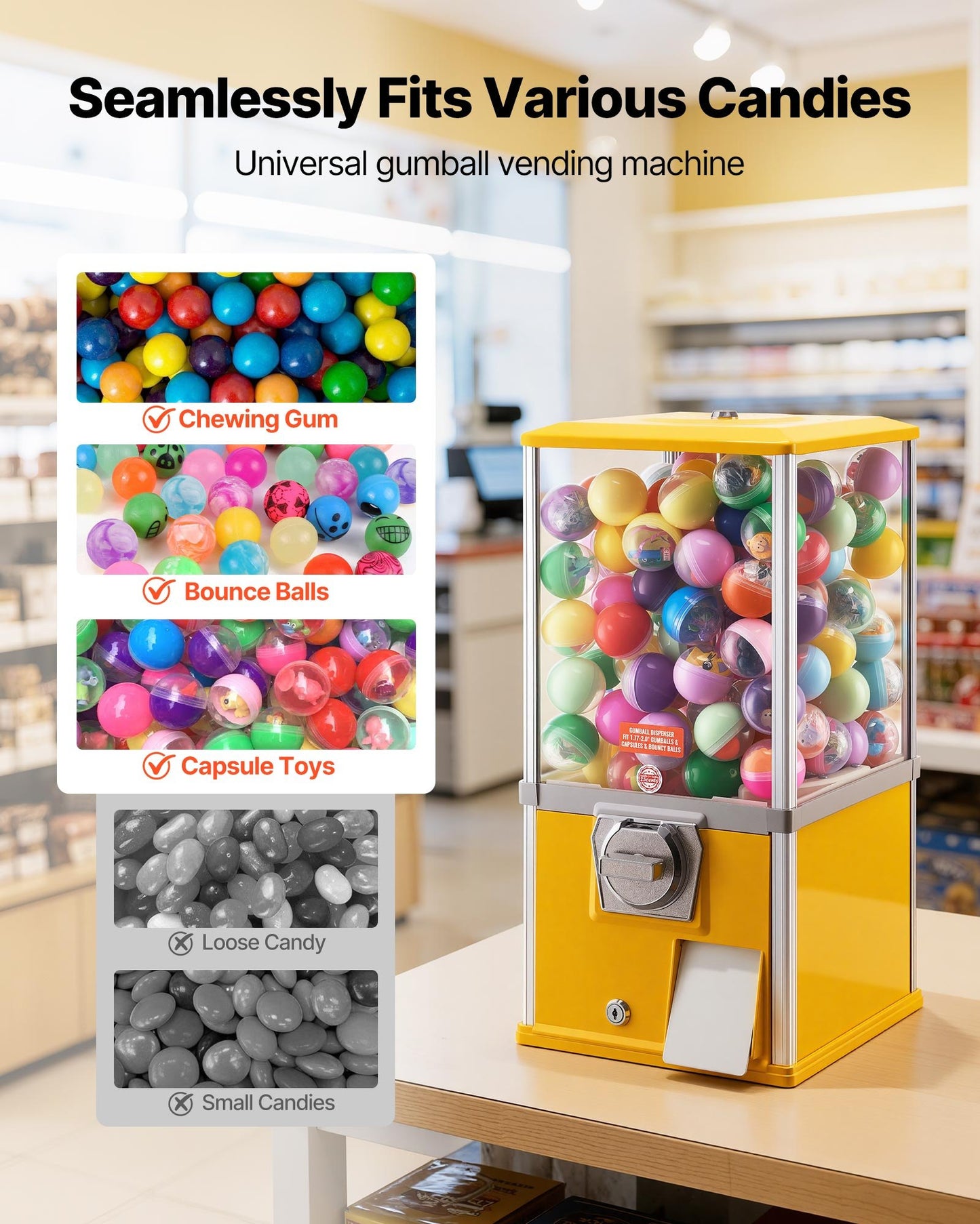 21-Inch Gumball Machine Dispenser with Locking Top & Coin Control