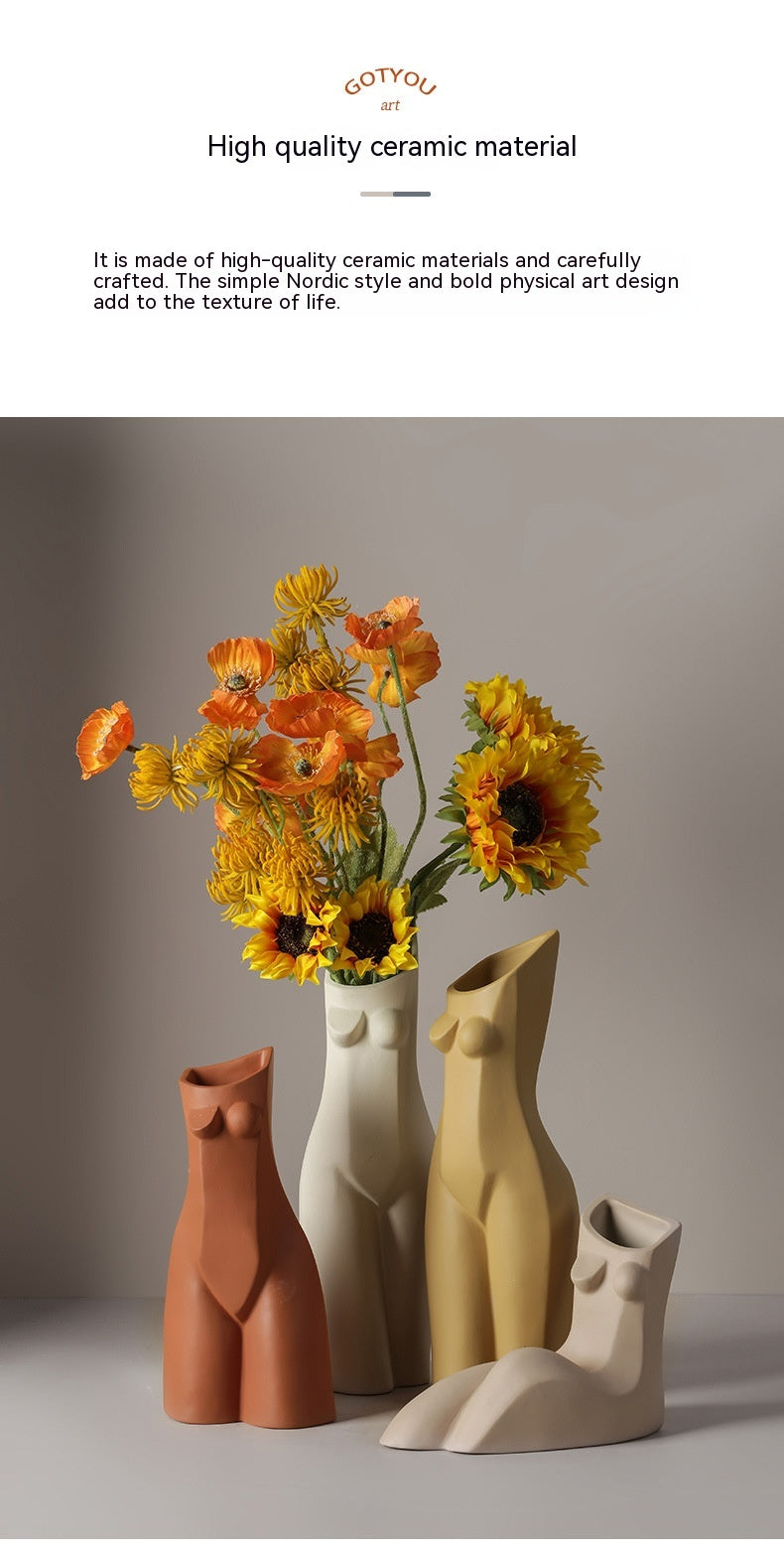 Female Body Art Vase - Ceramic Nordic Home Decor & Storage Bottle