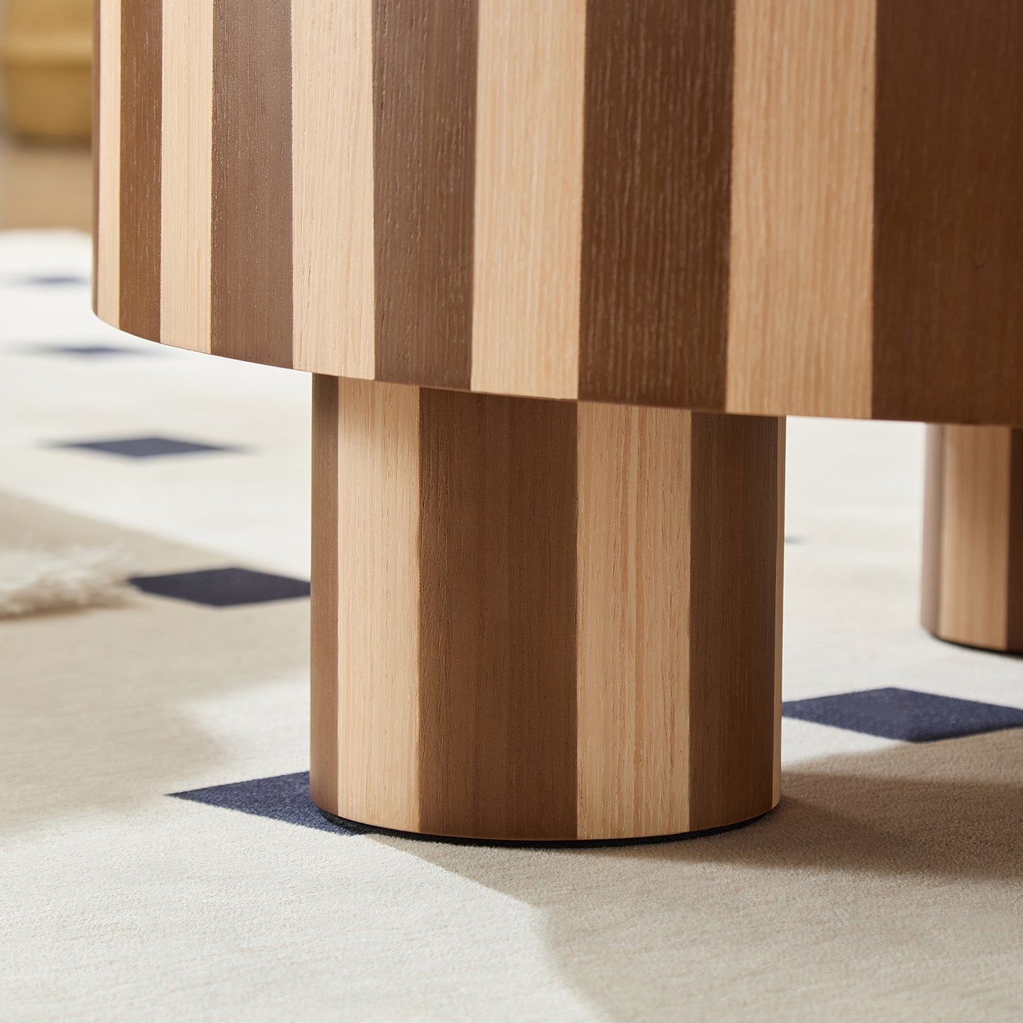 Round Wood Coffee Table, Natural Finish For Living Room