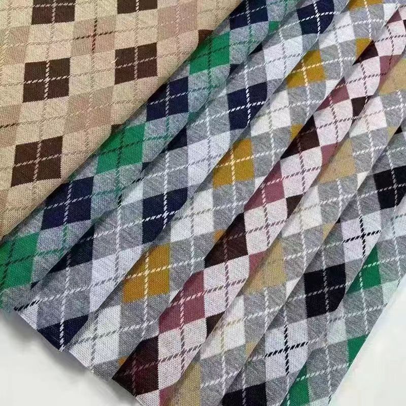Jacquard Checkerboard Fabric for Apparel Sewing - Polyester Spandex Blend