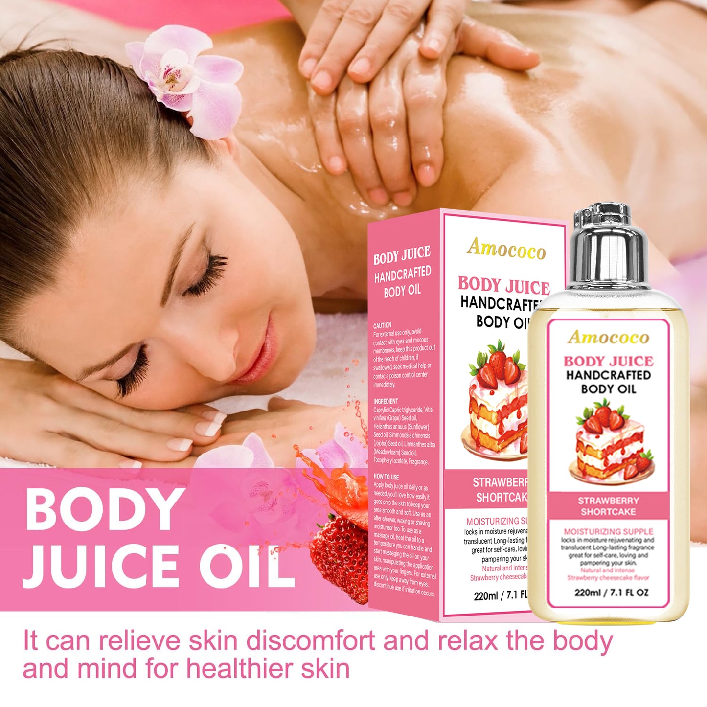 Strawberry Shortcake Body Oil - 440ml Moisturizing & Hydrating Skin Care
