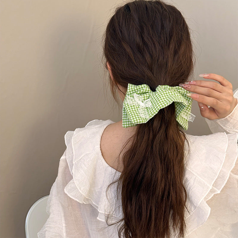 Vintage Plaid Square Scrunchie
