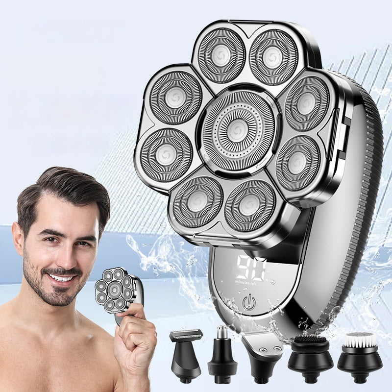 6-in-1 Men's Electric Shaver with LED Display - Silver