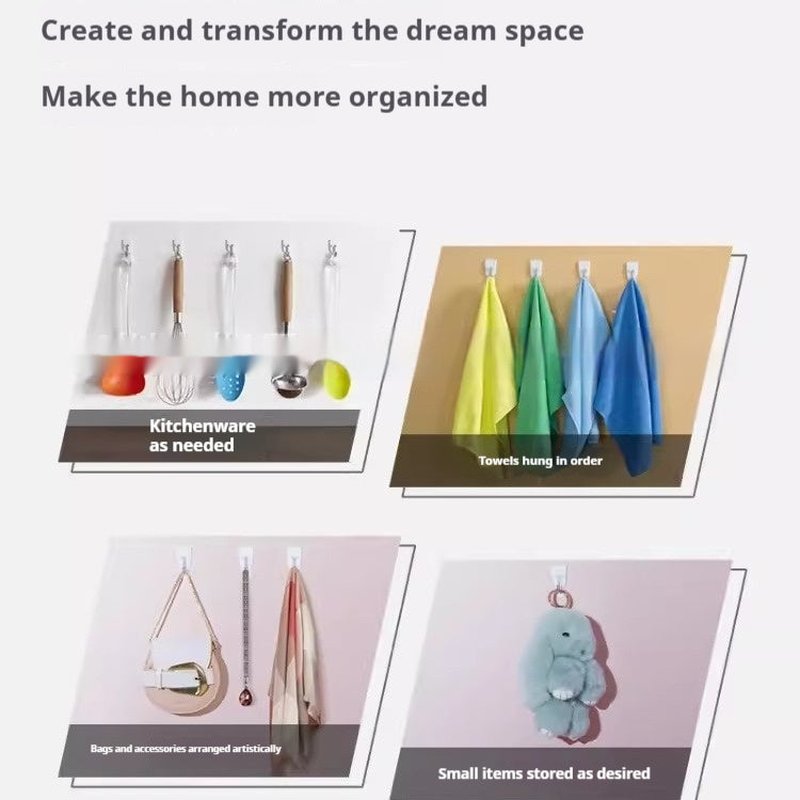 Damage-Free Removable Wall Hook Set - Traceless, No Nails, Home Organization