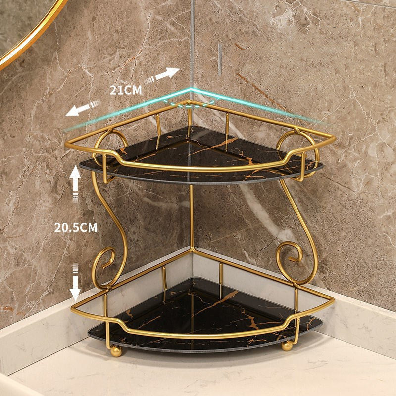 Light Luxury Triangle Bathroom Shelf Multi-Layer Storage Rack White Black Gold