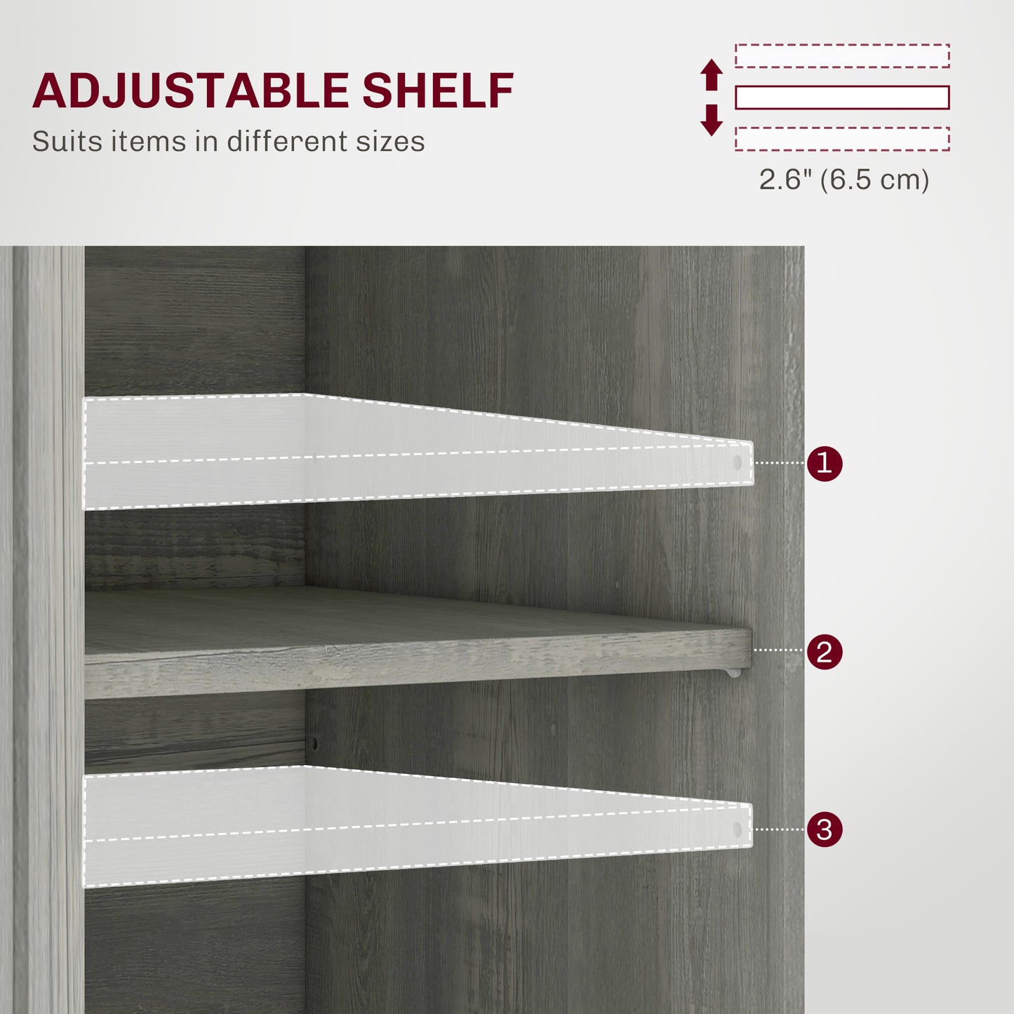 Kitchen Storage Cabinet with Adjustable Shelf & 3 Drawers - Light Gray