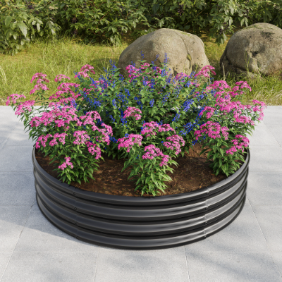 2-Pack Tall Round Metal Garden Bed - Raised Planter Box for Vegetables & Flowers