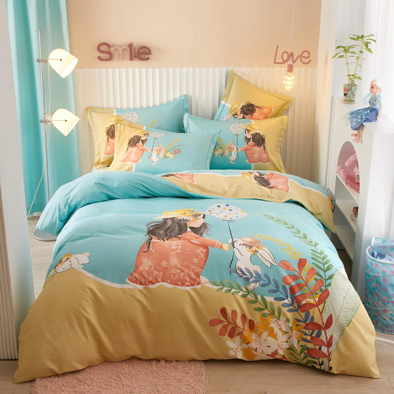 Kids Cotton Cartoon Bedding Set - Boys Girls Bed Linen & Pillowcases
