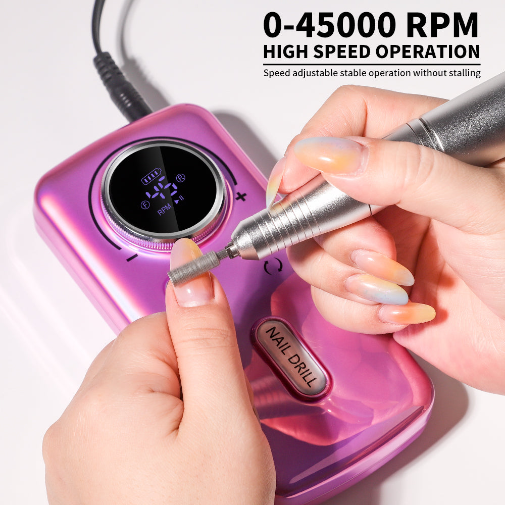 Professional Cordless Nail Drill - 45000 RPM Electric Nail File Kit