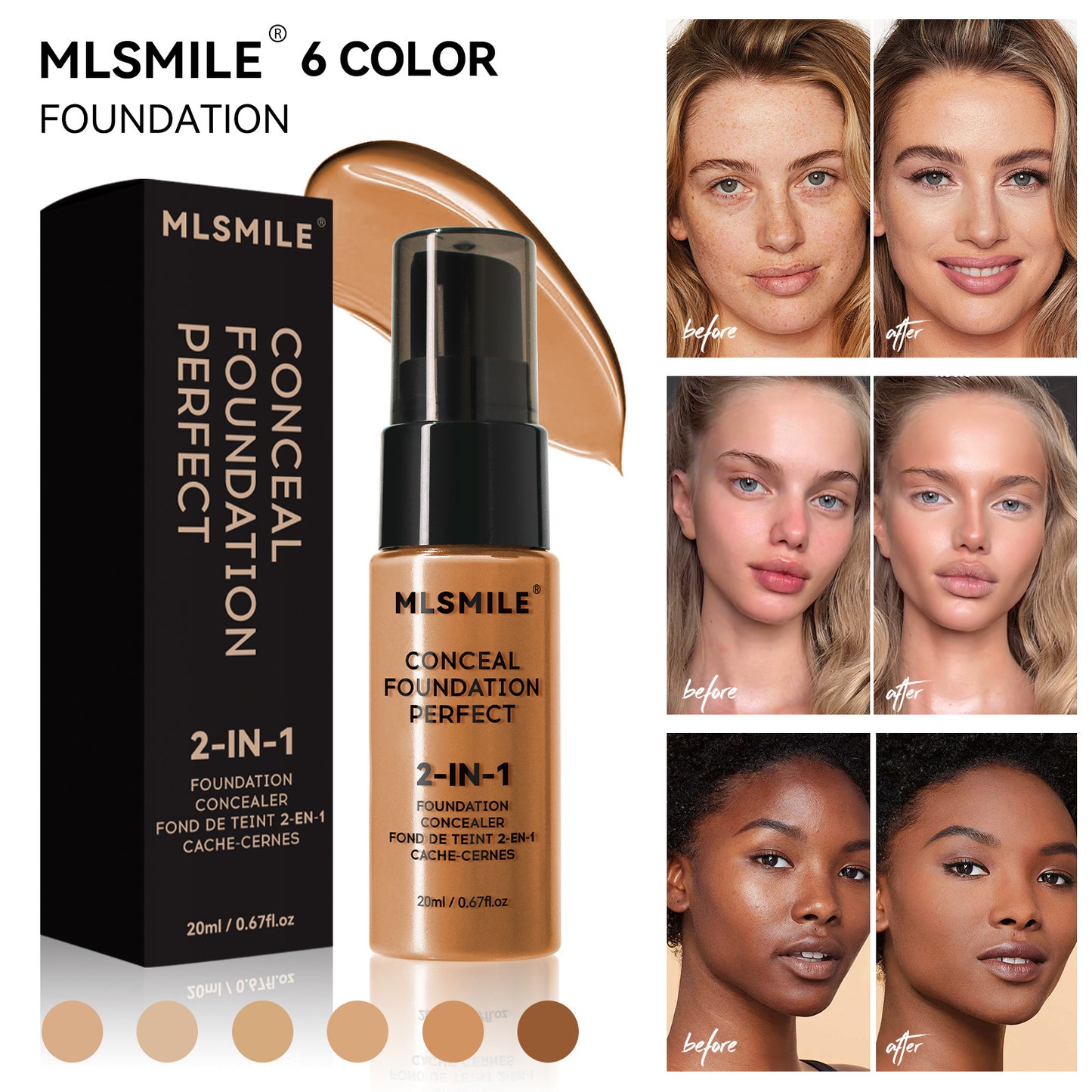 Long Lasting Waterproof Liquid Foundation - Moisturizing Concealer for Face 20ml