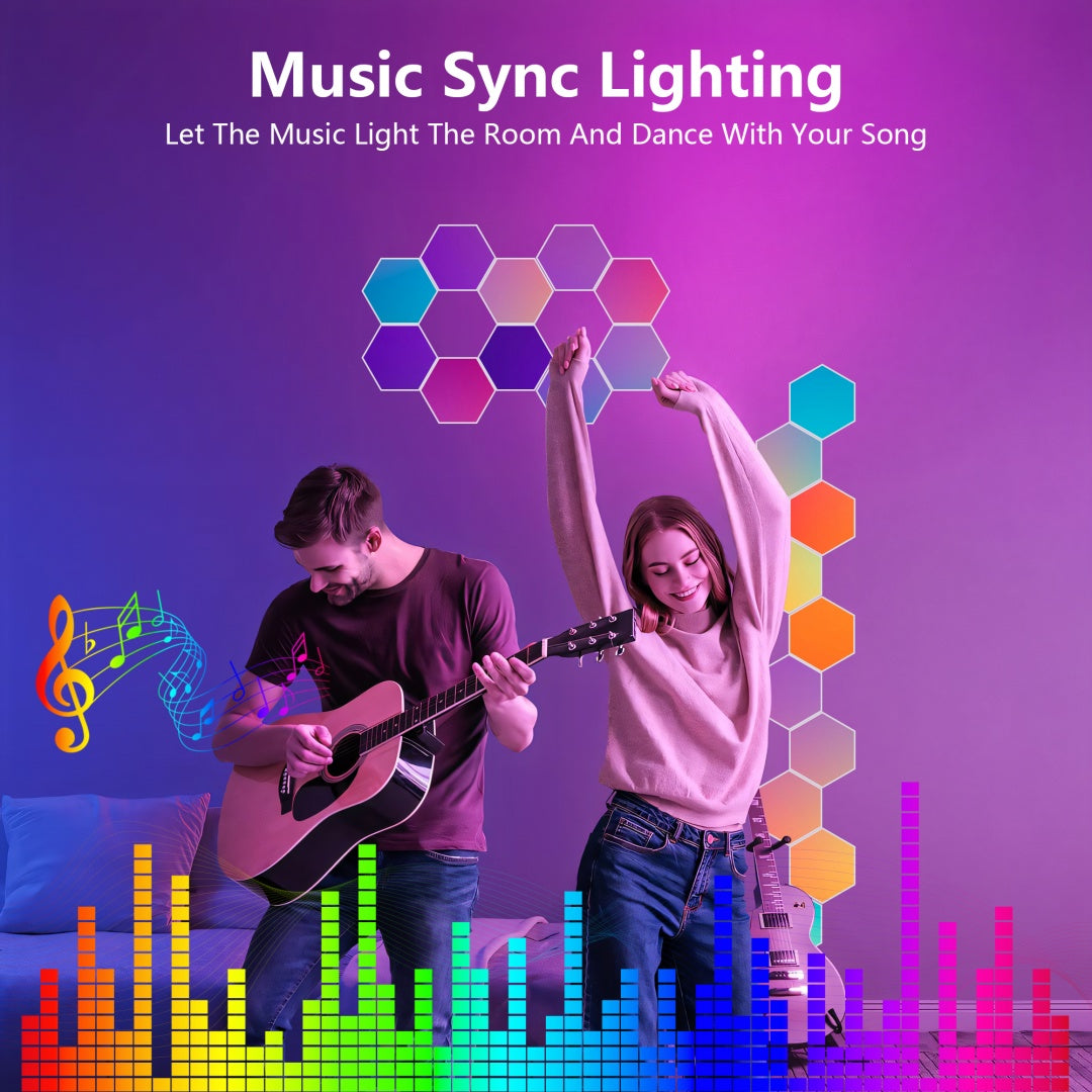Hexagon LED Wall Panels 10 Pack RGB Modular Light Tiles Smart App Control