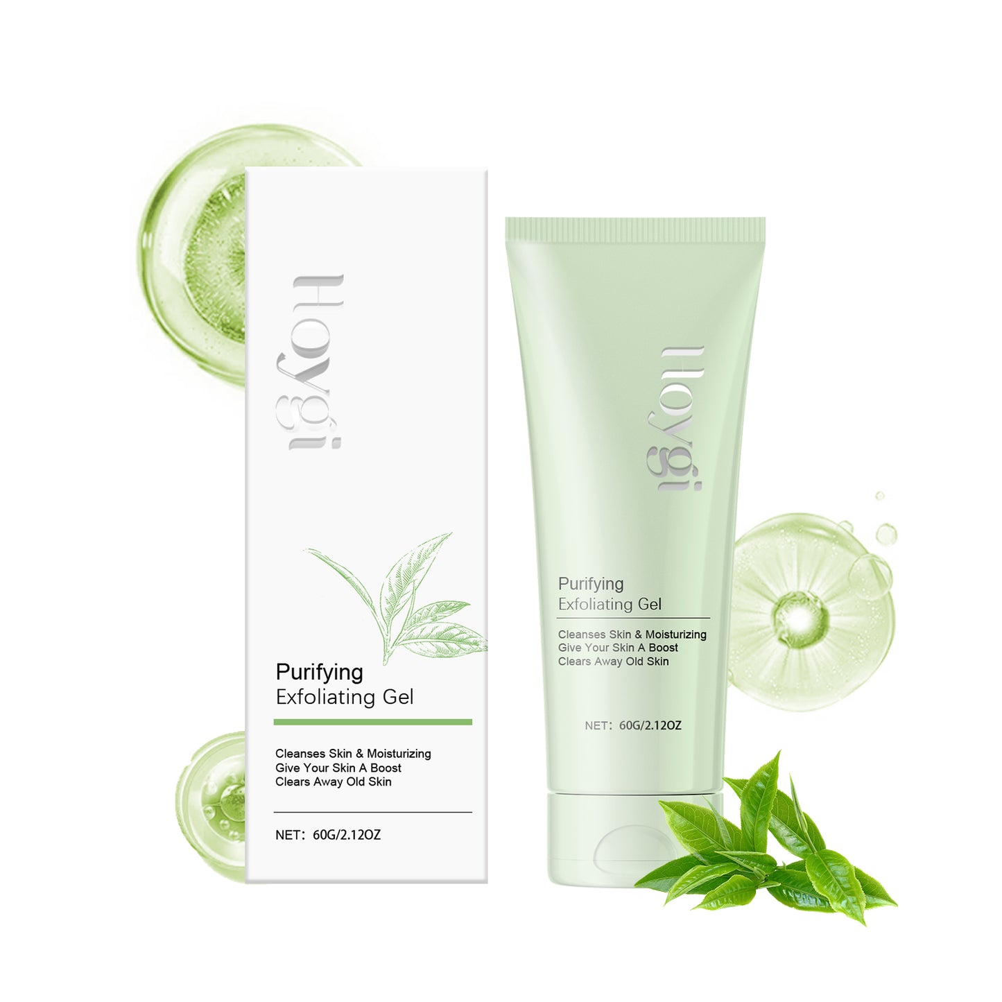 Facial Exfoliating Gel with Green Tea & Vitamin C for Deep Pore Cleansing