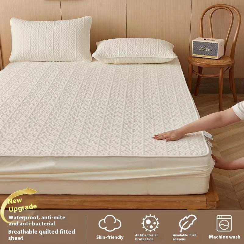 Quilted Fitted Bed Sheet with Antibacterial Fiber - Thick & Durable, 100x200cm