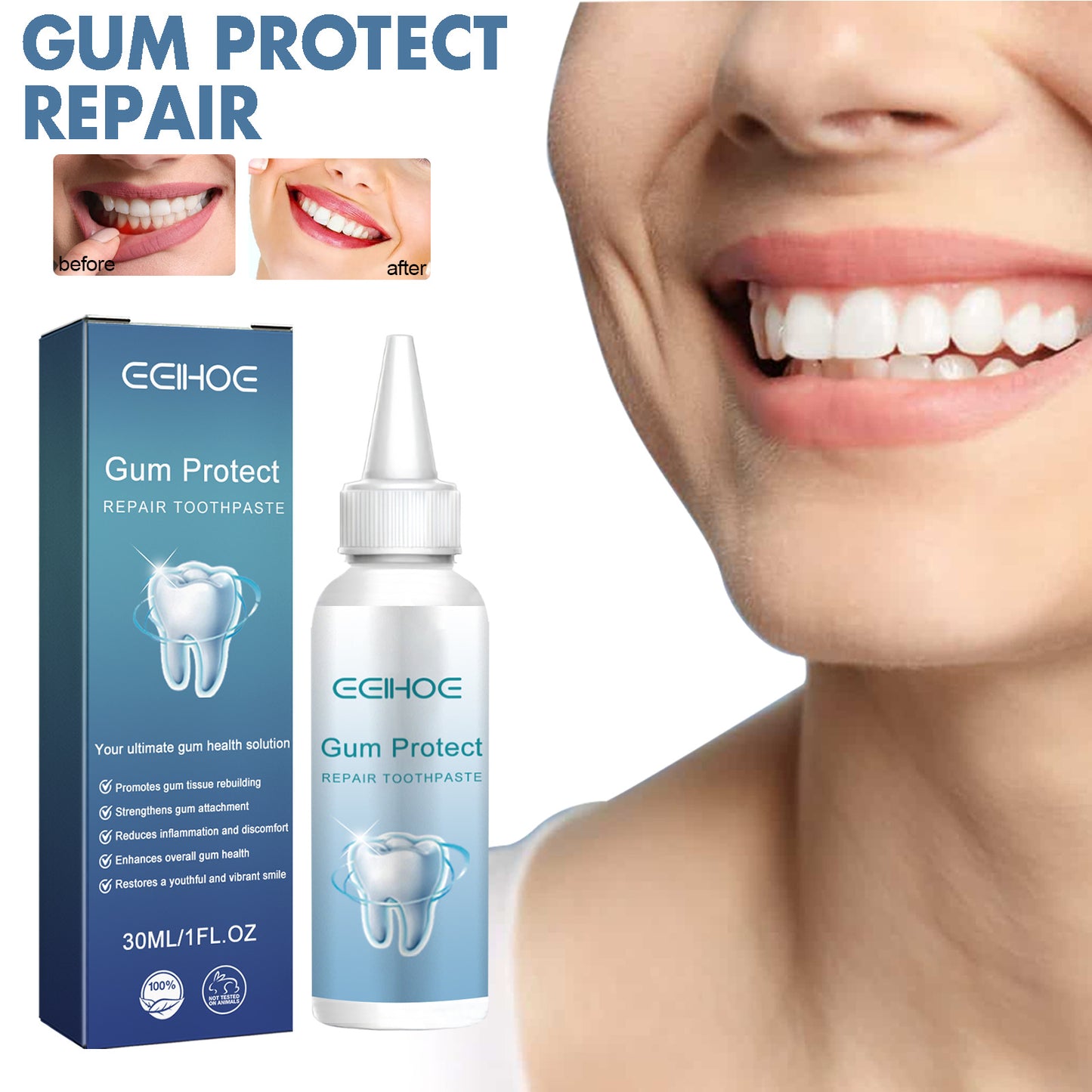 Natural Gum Repair Treatment - 30ml Oral Care Solution for Tooth Stains