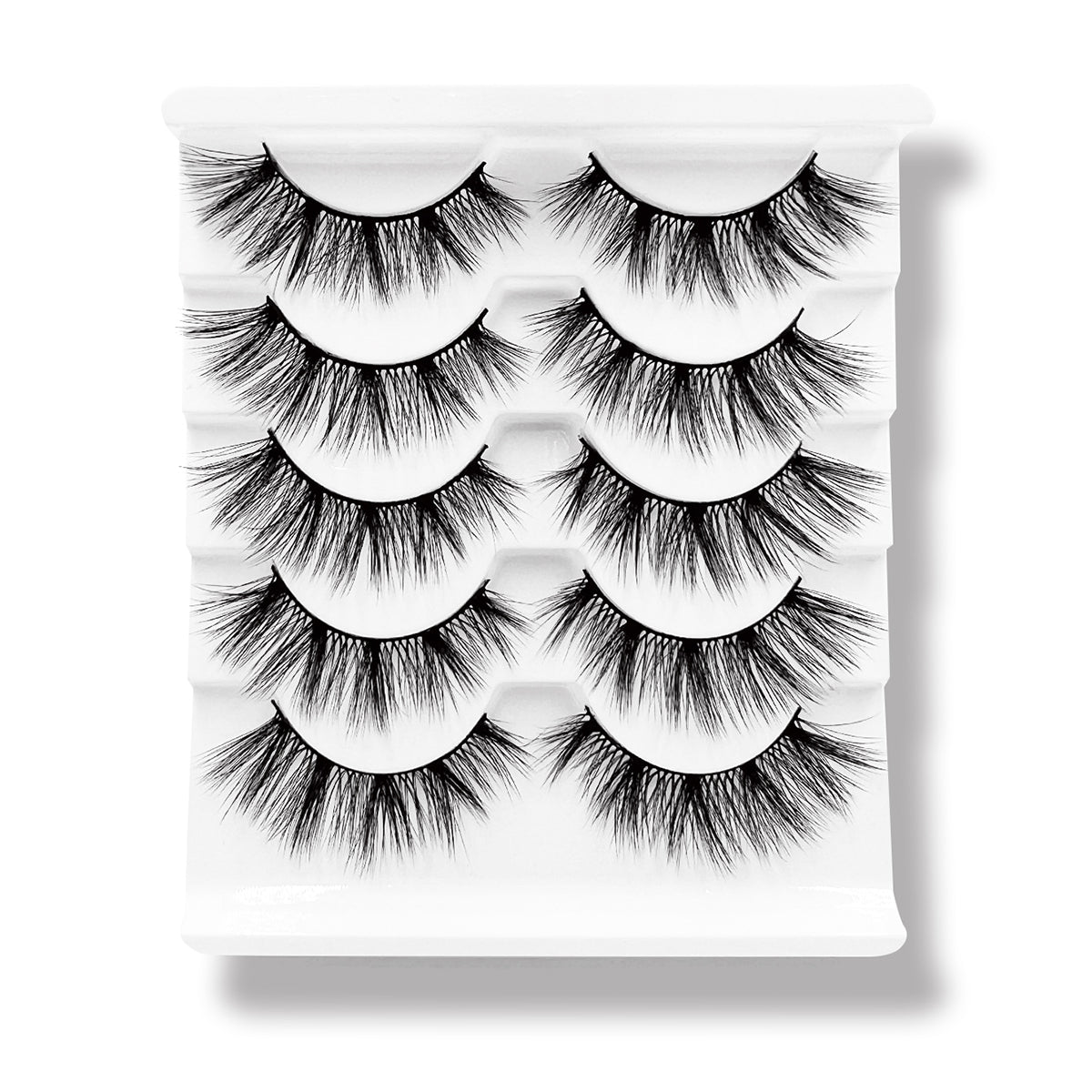 3D Faux Mink False Eyelashes - Voluminous Cluster Style, 5 Pairs