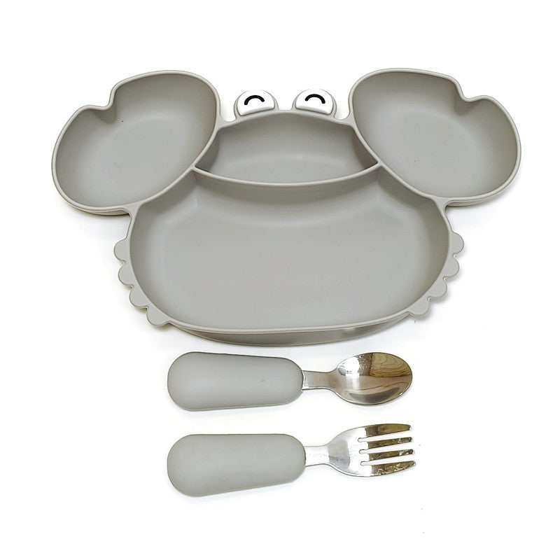 All-in-One Baby Feeding Tray with Compartments Silicone Dinnerware Set